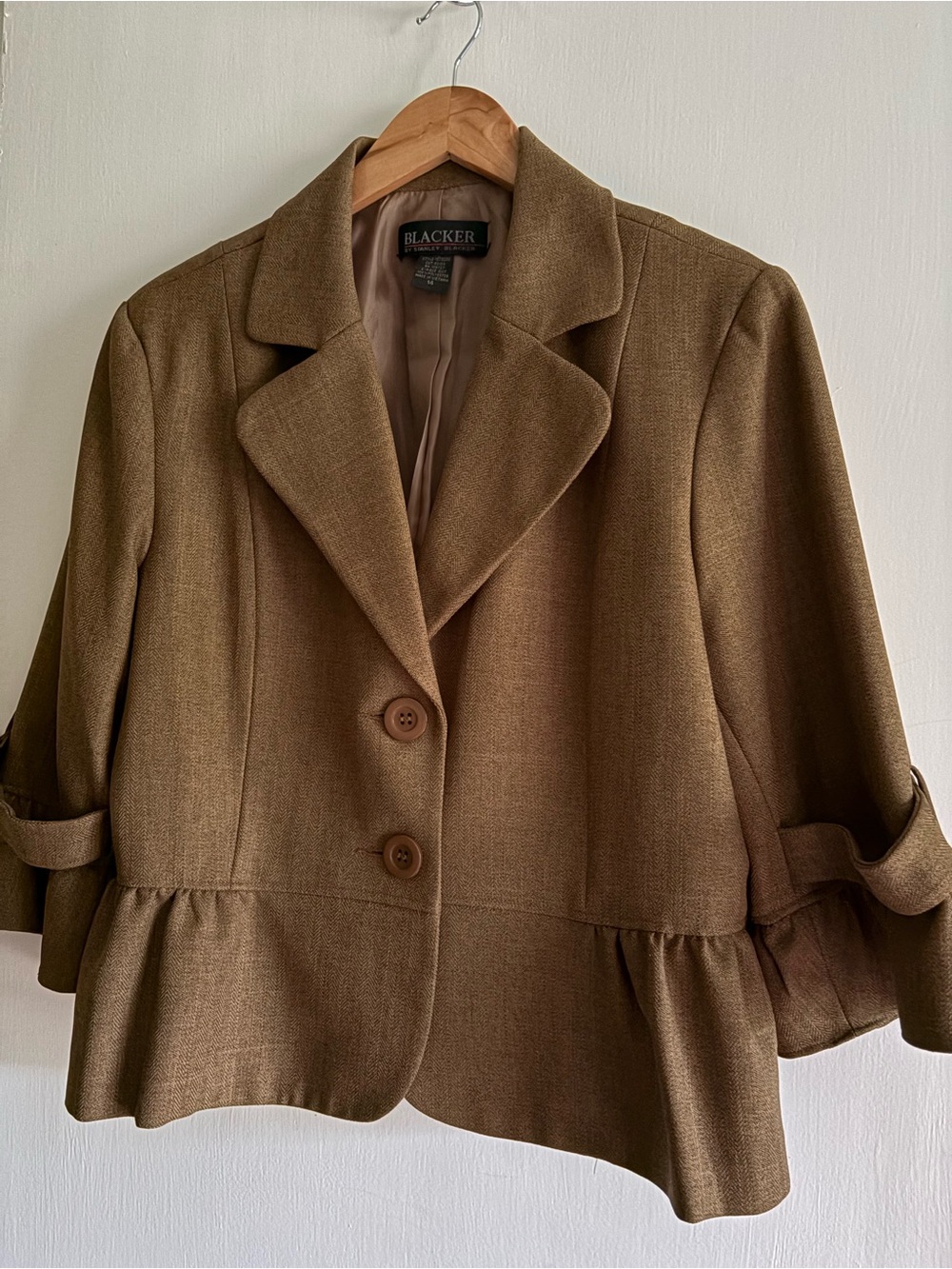 Blacker Women's Brown Peplum Blazer Jacket 2 piece